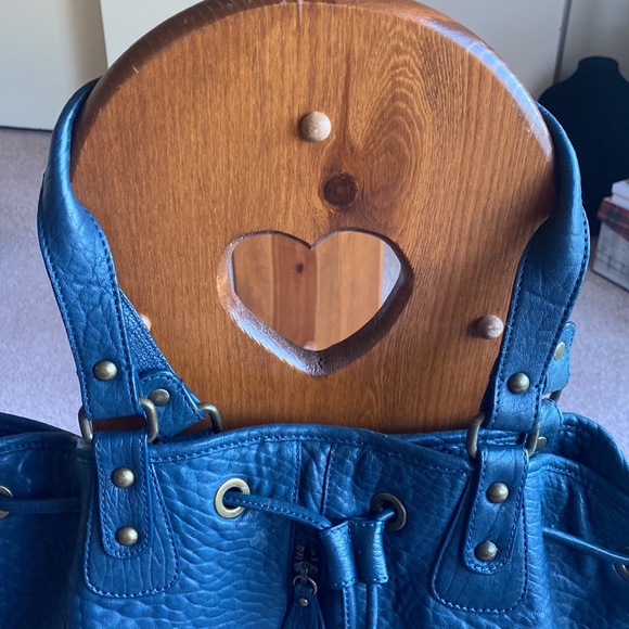 Nordstrom’s all weather sturdy leather, teal colored extra large tote handbag. - Picture 10 of 11